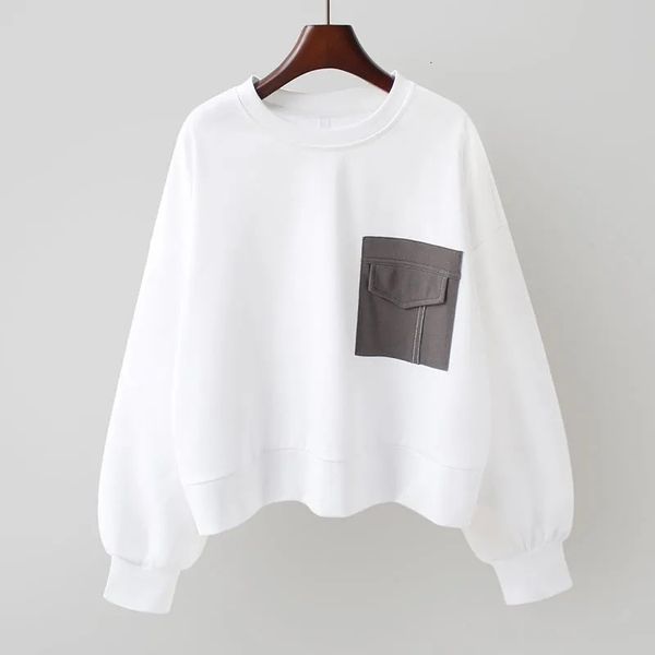 spring and autumn round neck sweater women's thin 2021 style single pocket dign korean loose short long sleeve top, Black
spring and autumn round neck sweater women's thin 2021 style single pocket dign korean loose short long sleeve top, Black
