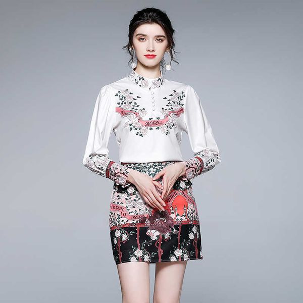 women summer designer elegant floral print office two piece sets female white long sleeve + fashion pencil skirt sets 210525
women summer designer elegant floral print office two piece sets female white long sleeve + fashion pencil skirt sets 210525
