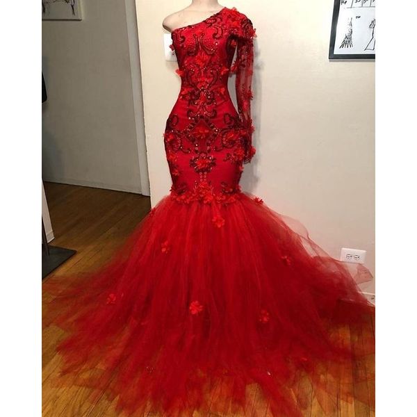 party dresses red one shoulder mermaid prom 2021 tull lace applique flowers crystal floor length formal evening dress gowns, White;black
party dresses red one shoulder mermaid prom 2021 tull lace applique flowers crystal floor length formal evening dress gowns, White;black