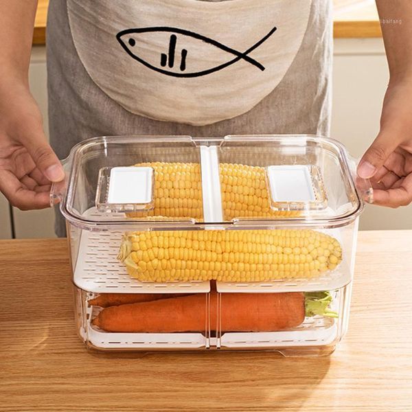 storage bottles & jars 1pcs food preservation box double drain basket container with transparent lid for kitchen refrigerator
storage bottles & jars 1pcs food preservation box double drain basket container with transparent lid for kitchen refrigerator