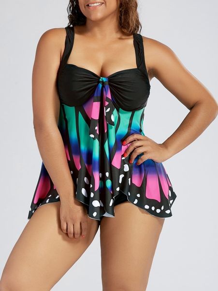 2021 large conservative butterfly print skirt split swimsuit for women, White;black 
2021 large conservative butterfly print skirt split swimsuit for women, White;black