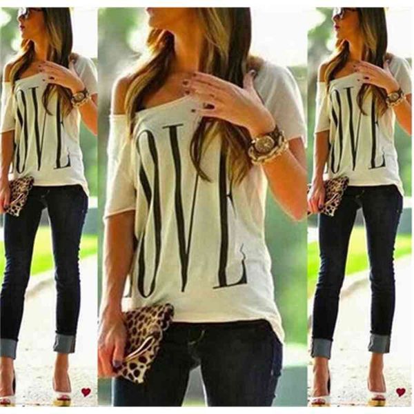 fashion t-shirts women's round neck short sleeve loose love letter printed, White
fashion t-shirts women's round neck short sleeve loose love letter printed, White