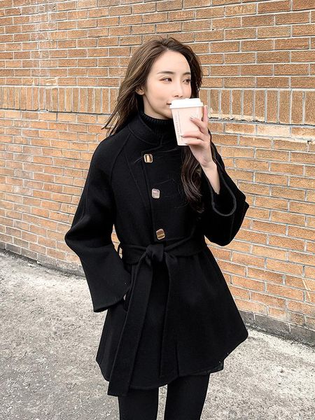 women's wool & blends 2021 style temperament small double faced cashmere coat autumn and winter black woollen tweed
women's wool & blends 2021 style temperament small double faced cashmere coat autumn and winter black woollen tweed