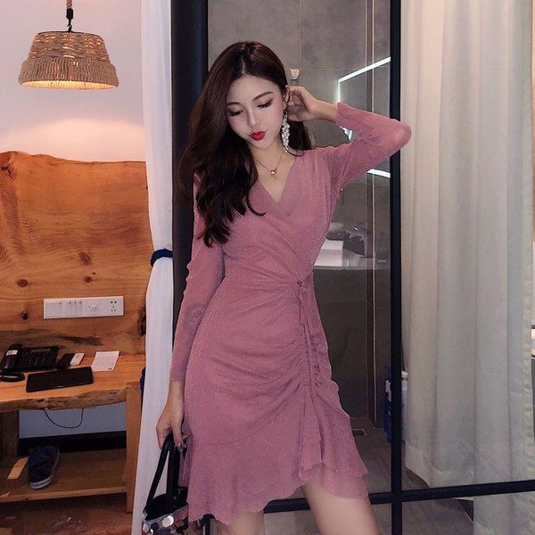 casual dresses temperament korean women's clothing pink mesh dress autumn style asymmetrical female v-neck mini short brands, Black;gray
casual dresses temperament korean women's clothing pink mesh dress autumn style asymmetrical female v-neck mini short brands, Black;gray