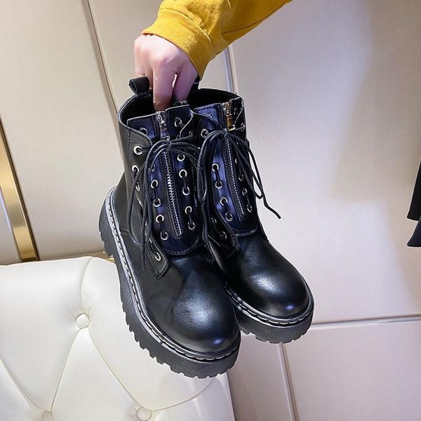 boots chunky motorcycle for women autumn 2021 fashion round toe lace-up combat ladies shoes size35-40, Black
boots chunky motorcycle for women autumn 2021 fashion round toe lace-up combat ladies shoes size35-40, Black