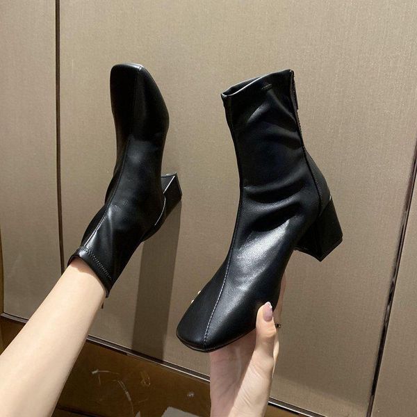 white short boots women thin 2021 korean version of the autumn high heels fashion square toe women's shoes, Black
white short boots women thin 2021 korean version of the autumn high heels fashion square toe women's shoes, Black