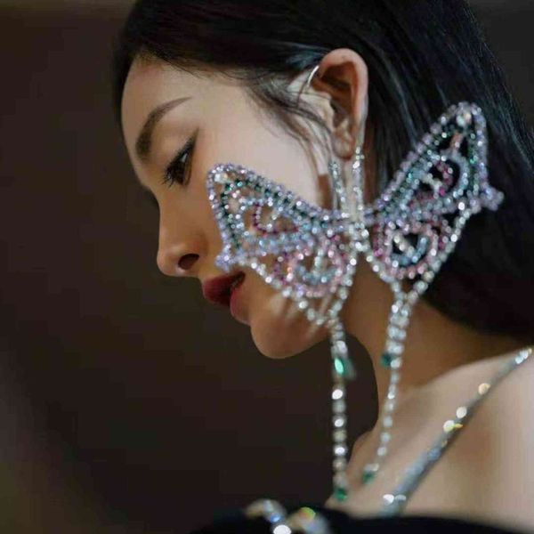 1 pc exaggerated colorful rhinestone big butterfly ear hook drop for girl luxury crystal tassel dangle earrings jewelry, Bronze;silver
1 pc exaggerated colorful rhinestone big butterfly ear hook drop for girl luxury crystal tassel dangle earrings jewelry, Bronze;silver
