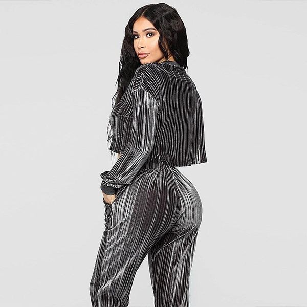 fashion women two piece sets casual loose long sleeve crop sweatshirts and pencil pants striped suede suit women's, White
fashion women two piece sets casual loose long sleeve crop sweatshirts and pencil pants striped suede suit women's, White