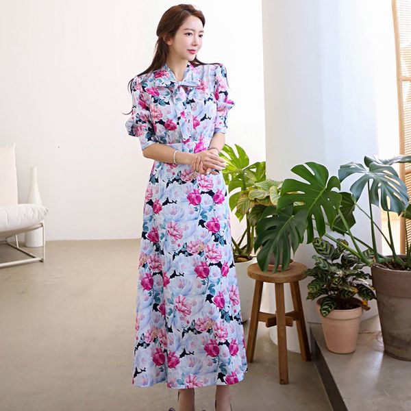 casual dresses summer women bohemian beach fashion bow neck floral print long female ufrq, Black;gray
casual dresses summer women bohemian beach fashion bow neck floral print long female ufrq, Black;gray