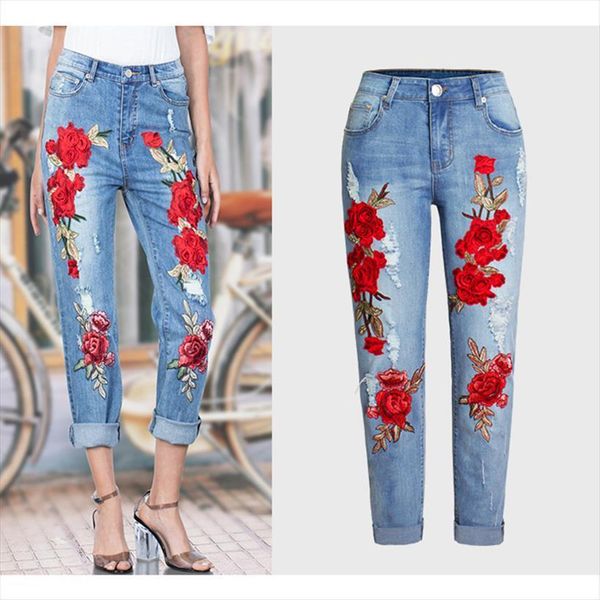 vogue stretch loose denim women jeans pants floral 3d embroidery bleach ripped female elastic, Blue
vogue stretch loose denim women jeans pants floral 3d embroidery bleach ripped female elastic, Blue