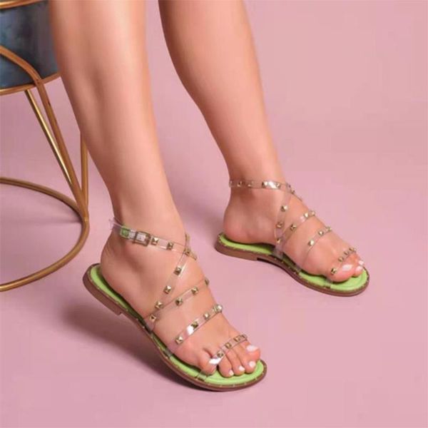 sandals women's transparent rivet flat 2021summer round toe buckles cross bandage breathable ladies casual beach shoes, Black
sandals women's transparent rivet flat 2021summer round toe buckles cross bandage breathable ladies casual beach shoes, Black