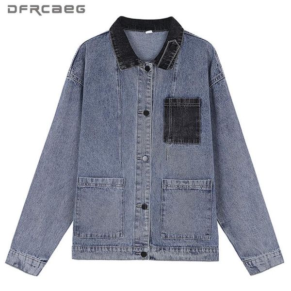 women's jackets vintage patchwork denim womens 2021 spring long sleeve streetwear loose ladies coat jeans bf style outwear, Black;brown
women's jackets vintage patchwork denim womens 2021 spring long sleeve streetwear loose ladies coat jeans bf style outwear, Black;brown