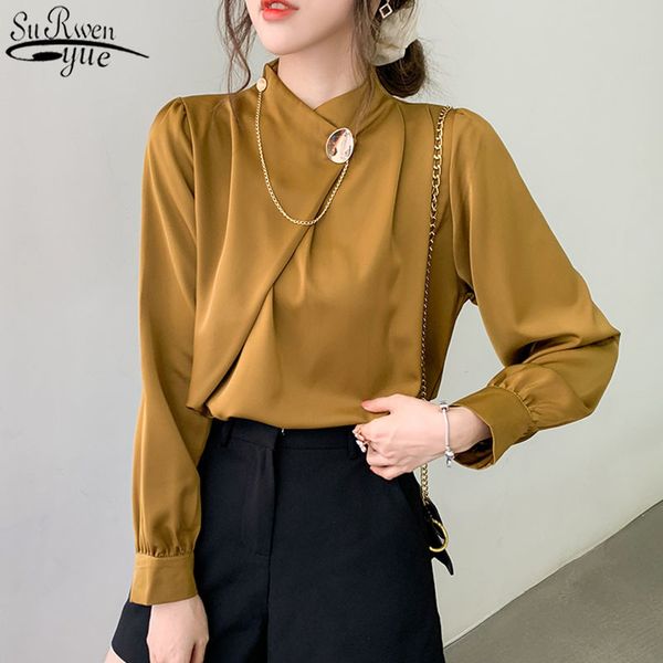 office lady stand collar solid shirts women elegant chiffon blouse and puff sleeve female clothing 13105 210427, White
office lady stand collar solid shirts women elegant chiffon blouse and puff sleeve female clothing 13105 210427, White