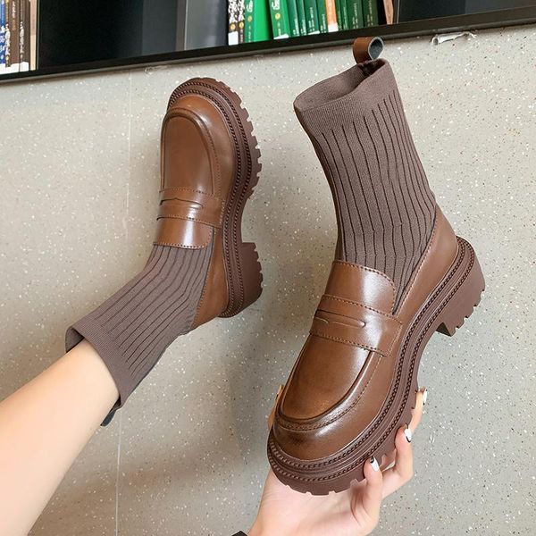 boots spring autumn women sock chunky sole shoes for casual fashion modern women's footwear slip-on solid round toe, Black
boots spring autumn women sock chunky sole shoes for casual fashion modern women's footwear slip-on solid round toe, Black