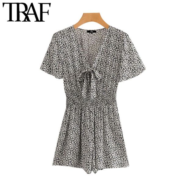 traf women chic fashion floral print elastic waist playsuits vintage bow tied v neck short sleeve female short jumpsuit 210415, Black;white
traf women chic fashion floral print elastic waist playsuits vintage bow tied v neck short sleeve female short jumpsuit 210415, Black;white