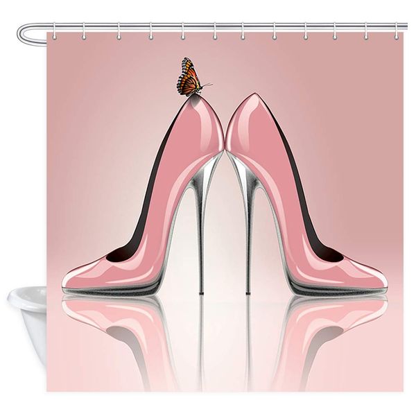 lady decor shower curtain, fashion pink high-heeled shoes and butterfly, polyester fabric bath curtains set with hooks 69w x 84l
lady decor shower curtain, fashion pink high-heeled shoes and butterfly, polyester fabric bath curtains set with hooks 69w x 84l
