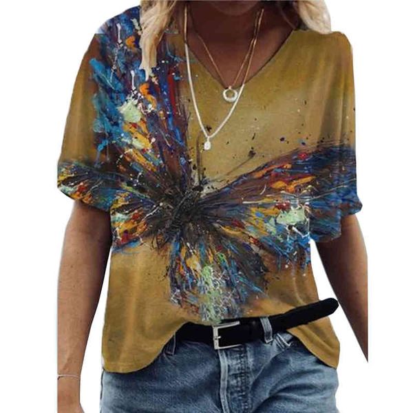 summer short sleeve t-shirts casual v-neck loose plus size streetwear t shirts female butterfly print pullover tee new 210412, White
summer short sleeve t-shirts casual v-neck loose plus size streetwear t shirts female butterfly print pullover tee new 210412, White