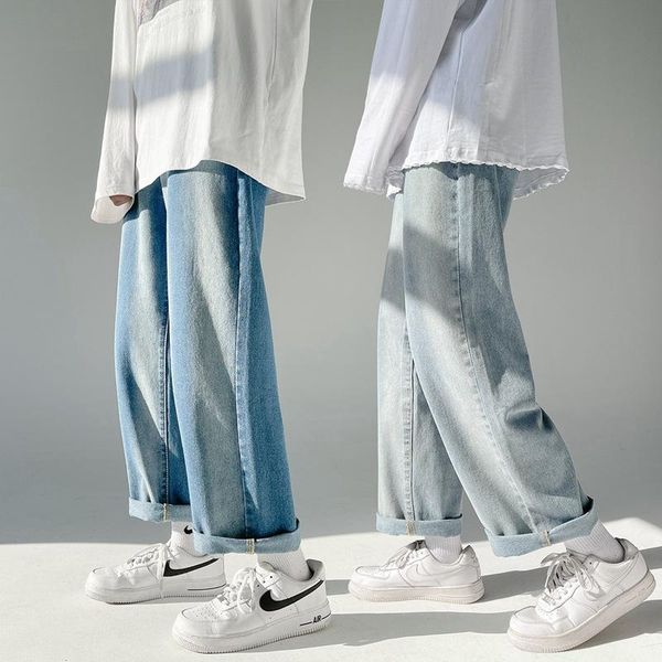 men's jeans gradient ins lazy hong kong style loose pendant wide leg straight daddy cropped pants, Blue
men's jeans gradient ins lazy hong kong style loose pendant wide leg straight daddy cropped pants, Blue