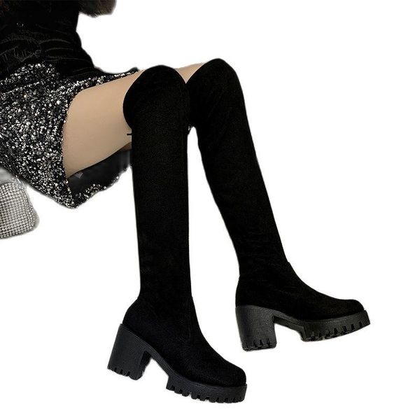 boots 2021 style the knee stretch flock lace up casual long square heel autumn winter round toe women shoes size35--43, Black
boots 2021 style the knee stretch flock lace up casual long square heel autumn winter round toe women shoes size35--43, Black