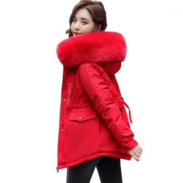 women's down & parkas women winter wear short padded jacket large korean student parka look thick f1, Black
women's down & parkas women winter wear short padded jacket large korean student parka look thick f1, Black