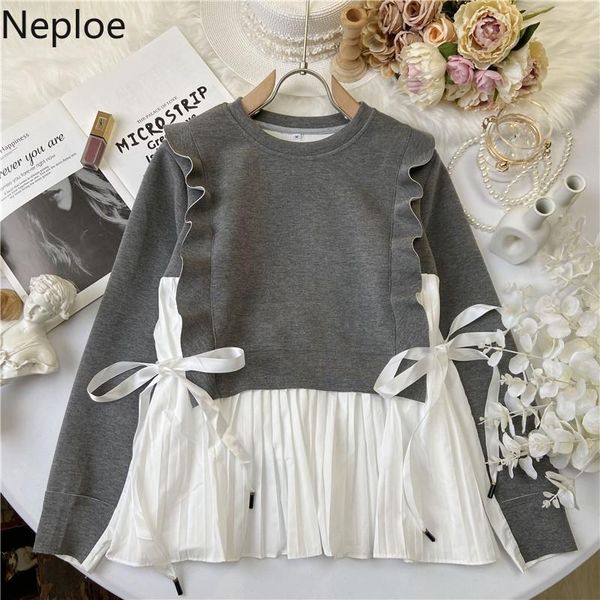 neploe contrast color sweet ruffles sweaters women patchwork pleated fake two knitted pullovers loose lace up sueter coat 4h014 women's, White
neploe contrast color sweet ruffles sweaters women patchwork pleated fake two knitted pullovers loose lace up sueter coat 4h014 women's, White
