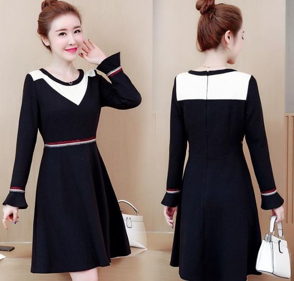 casual dresses plus size 2021 women's long-sleeved slim early spring dress black, Black;gray
casual dresses plus size 2021 women's long-sleeved slim early spring dress black, Black;gray