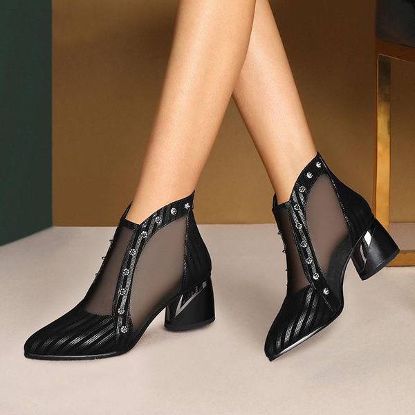 boots spring and autumn style rivet pointed toe net yarn ladies selling temperament high heel short tube boot, Black
boots spring and autumn style rivet pointed toe net yarn ladies selling temperament high heel short tube boot, Black