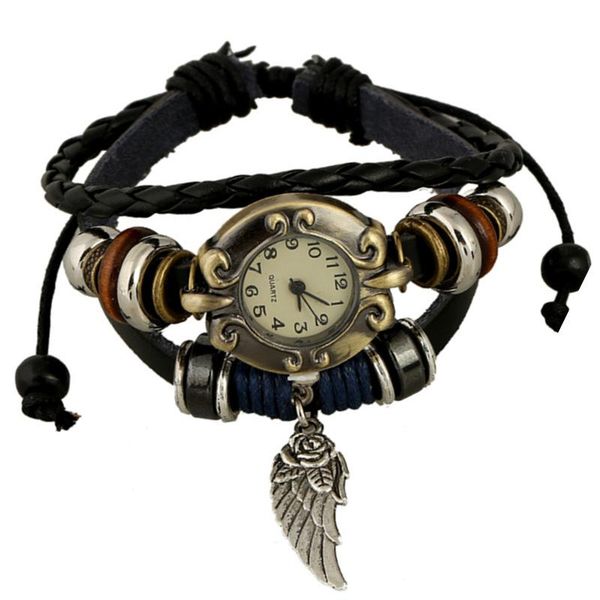 wristwatches wing style leather bracelet vintage watch beaded handmade men's and women's, Slivery;brown
wristwatches wing style leather bracelet vintage watch beaded handmade men's and women's, Slivery;brown