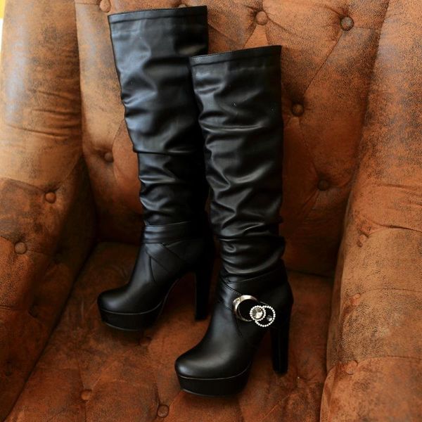 boots 2021 winter fashion versatile women's shoes british style thin heel high medium sleeve solid color, Black
boots 2021 winter fashion versatile women's shoes british style thin heel high medium sleeve solid color, Black
