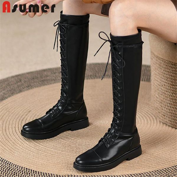 boots asumer 2022 arrive stretch slim women flat shoes cross tied zip autumn winter simple fashion knee high, Black
boots asumer 2022 arrive stretch slim women flat shoes cross tied zip autumn winter simple fashion knee high, Black