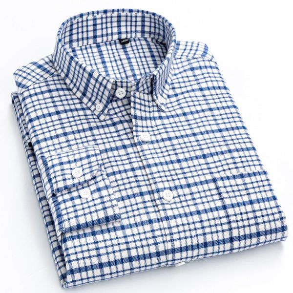 

men's casual shirts button down brushed cotton shirt long sleeve standard-fit comfortable thick gingham plaid flannel, White;black