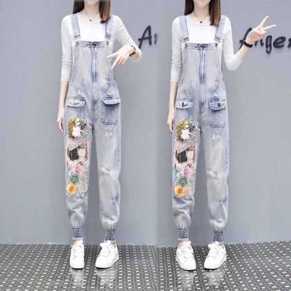 women's jeans women denim jumpsuit ladies spring loose rompers beaded sequins 3d flowers female casual plus size overall playsuit, Blue
women's jeans women denim jumpsuit ladies spring loose rompers beaded sequins 3d flowers female casual plus size overall playsuit, Blue