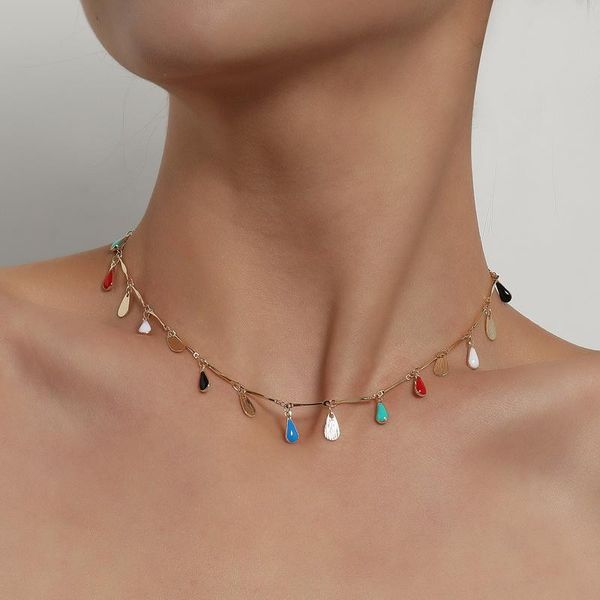chokers fashion colorful painted water drop beads choker necklace women geometric chains clavicle chocker colar jewelry gift, Golden;silver
chokers fashion colorful painted water drop beads choker necklace women geometric chains clavicle chocker colar jewelry gift, Golden;silver