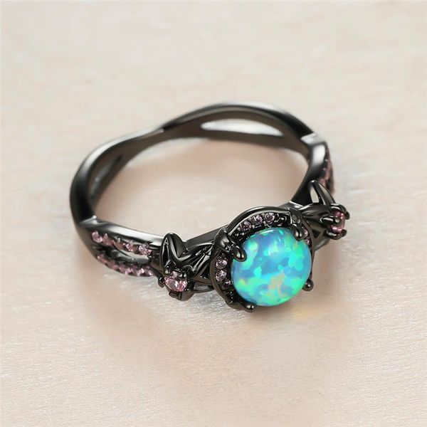 cute female blue round opal ring vintage 14kt black gold flower wedding rings for women promise pink crystal engagement, Slivery;golden
cute female blue round opal ring vintage 14kt black gold flower wedding rings for women promise pink crystal engagement, Slivery;golden