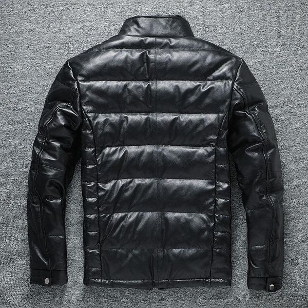 men's leather & faux 2021 genuine jacket men sheepskin coat short down collar chaqueta cuero hombre kj3712, Black
men's leather & faux 2021 genuine jacket men sheepskin coat short down collar chaqueta cuero hombre kj3712, Black