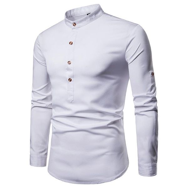 brand men's shirt henry collar big size leisure and long sleeved camisa masculina casual shirts, White;black
brand men's shirt henry collar big size leisure and long sleeved camisa masculina casual shirts, White;black