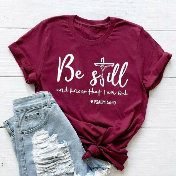 be still and know that i am god print t-shirts women for fashion round neck harajuku shirt cotton female plus size women's t-shirt, White
be still and know that i am god print t-shirts women for fashion round neck harajuku shirt cotton female plus size women's t-shirt, White