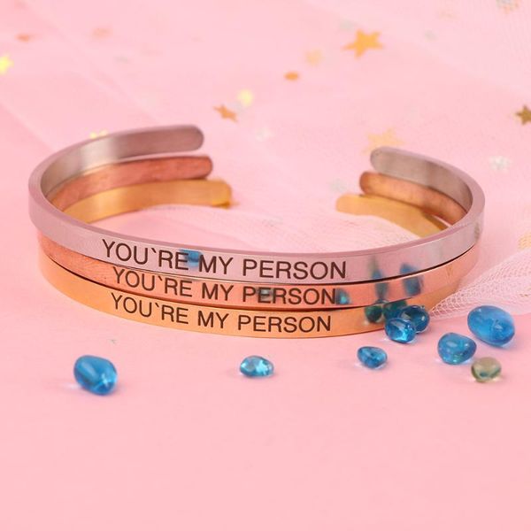 charm bracelets 2021 fashion rose gold alloy letter you're my person personality jewelry couple gift creative bracelet, Golden;silver
charm bracelets 2021 fashion rose gold alloy letter you're my person personality jewelry couple gift creative bracelet, Golden;silver