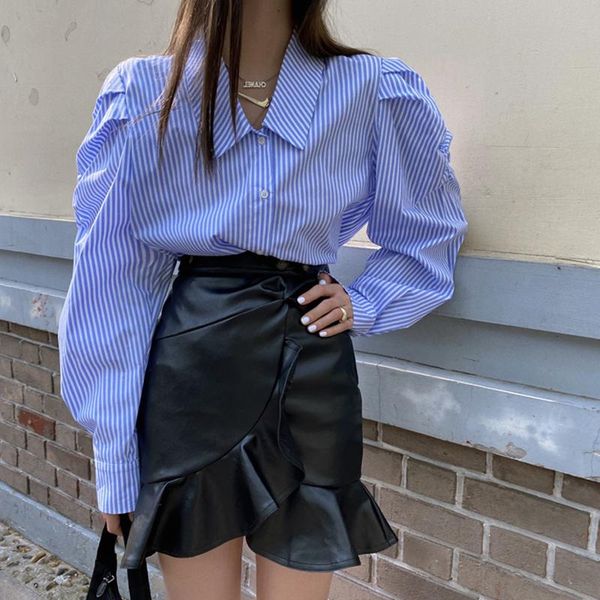 women's blouses & shirts lucyever 2021 spring summer striped shirt women blue puff sleeve turn-down collar woman blouse korean ol style, White
women's blouses & shirts lucyever 2021 spring summer striped shirt women blue puff sleeve turn-down collar woman blouse korean ol style, White