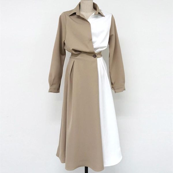 casual dresses patchwork white dress long sleeve autumn 2021 office ladies korean a-line with back elastic waistband, Black;gray
casual dresses patchwork white dress long sleeve autumn 2021 office ladies korean a-line with back elastic waistband, Black;gray