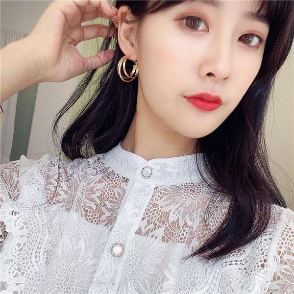 stud simple retro european and american personality three - layer ring earrings female metal temperament, Golden;silver
stud simple retro european and american personality three - layer ring earrings female metal temperament, Golden;silver