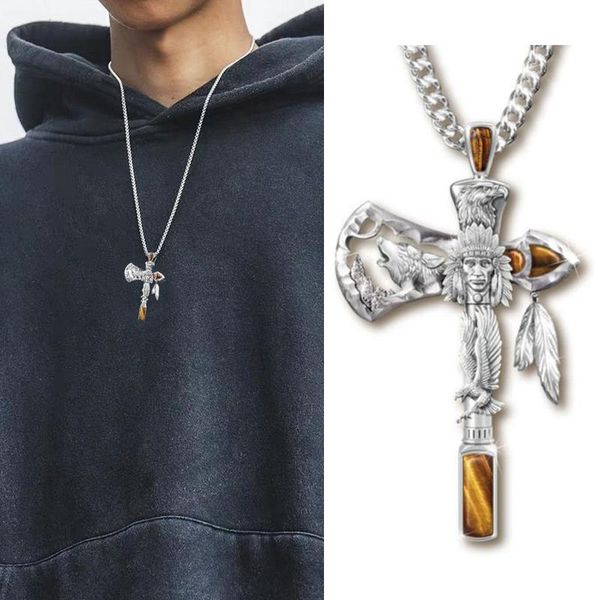pendant necklaces gothic carving eagle wolf indians cross designer snake chain ax necklace for men women hip hop punk jewelry, Silver
pendant necklaces gothic carving eagle wolf indians cross designer snake chain ax necklace for men women hip hop punk jewelry, Silver