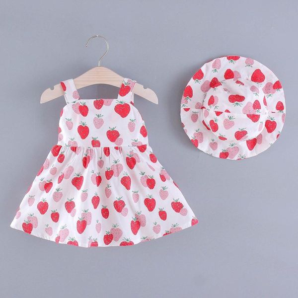 girl's dresses toddler baby girls summer dress set sleeveless strawberry printed princess suspender dress+hat girl clothes dress#30, Red;yellow 
girl's dresses toddler baby girls summer dress set sleeveless strawberry printed princess suspender dress+hat girl clothes dress#30, Red;yellow