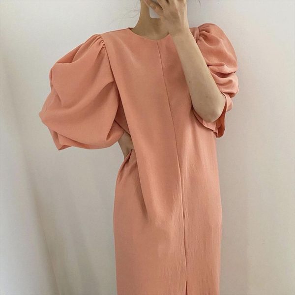 summer orange vintage maxi women dresses solid casual loose pleated puff sleeve split strappy robe korean clothing, Black;gray
summer orange vintage maxi women dresses solid casual loose pleated puff sleeve split strappy robe korean clothing, Black;gray