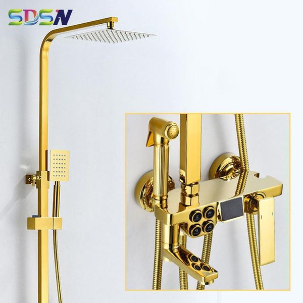 digital bathroom shower set quality brass thermostatic taps stainless steel rainfall head gold sets
digital bathroom shower set quality brass thermostatic taps stainless steel rainfall head gold sets