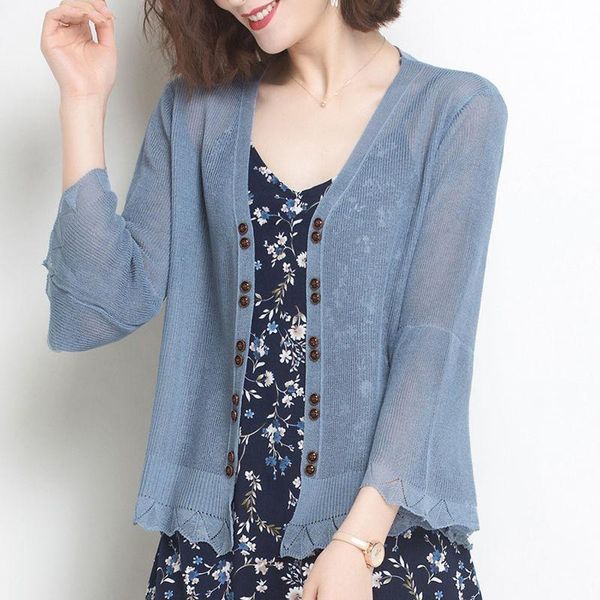 women's jackets hollow out v-neck ninth flare sleeve summer knitted sunscreen cardigan women thin small coat open stitch elegant knitwe, Black;brown
women's jackets hollow out v-neck ninth flare sleeve summer knitted sunscreen cardigan women thin small coat open stitch elegant knitwe, Black;brown