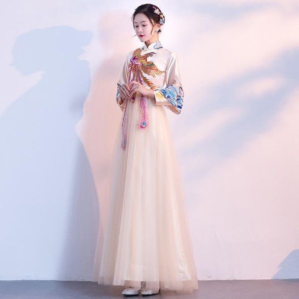 casual women elegant chinese formal party dress exquisite appliques trim banquet gown champagne temperament long mesh pleated dresses 12mg, Black;gray
casual women elegant chinese formal party dress exquisite appliques trim banquet gown champagne temperament long mesh pleated dresses 12mg, Black;gray