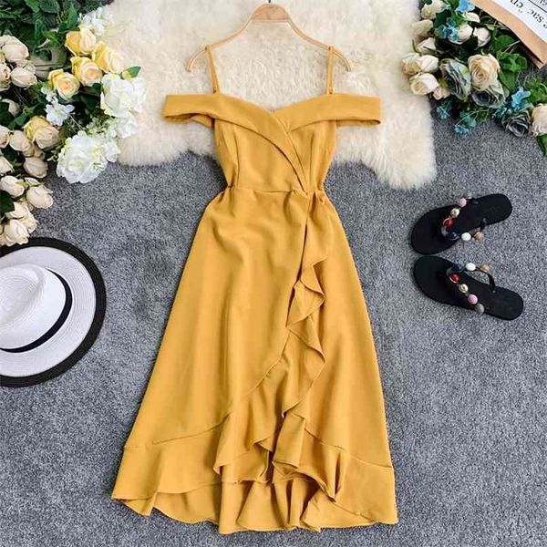 women slash neck short sleeve thin irregular ruffle casual dress lady summer solid color elegant vestidos f695 210527, Black;gray
women slash neck short sleeve thin irregular ruffle casual dress lady summer solid color elegant vestidos f695 210527, Black;gray