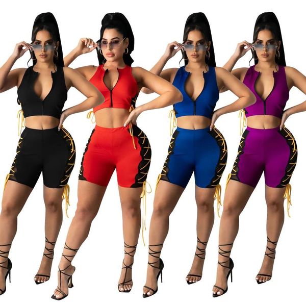 women's tracksuits 2021 fashion lace up women tracksuit front zipper sleeveless crop vest shorts casual active suit fitness workout out, Gray
women's tracksuits 2021 fashion lace up women tracksuit front zipper sleeveless crop vest shorts casual active suit fitness workout out, Gray
