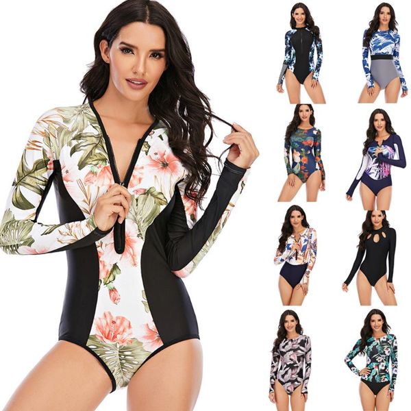 long sleeve rash guard women floral print swimwear zipper one piece swimsuit high neck surfing suit cut out dive pad green one-piece suits
long sleeve rash guard women floral print swimwear zipper one piece swimsuit high neck surfing suit cut out dive pad green one-piece suits